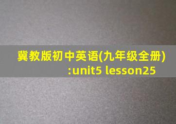 冀教版初中英语(九年级全册):unit5 lesson25